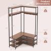 imageGiantex Corner Coat Rack with Shoe Bench LShaped Garment Rack with 5 Shelves amp 7 Hooks Heavy Duty Freestanding Clothes Racks Entryway Bench with Shoes Organizer for Hallway Walnut amp BlackWalnut  Black