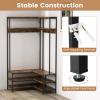imageGiantex Corner Coat Rack with Shoe Bench LShaped Garment Rack with 5 Shelves amp 7 Hooks Heavy Duty Freestanding Clothes Racks Entryway Bench with Shoes Organizer for Hallway Walnut amp BlackRustic Brown  Black