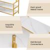 imageGiantex Corner Coat Rack with Shoe Bench LShaped Garment Rack with 5 Shelves amp 7 Hooks Heavy Duty Freestanding Clothes Racks Entryway Bench with Shoes Organizer for Hallway Walnut amp BlackWhite  Gold