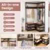 imageGiantex Corner Coat Rack with Shoe Bench LShaped Garment Rack with 5 Shelves amp 7 Hooks Heavy Duty Freestanding Clothes Racks Entryway Bench with Shoes Organizer for Hallway Walnut amp BlackWalnut  Black