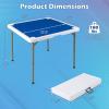imageGiantex Folding Mahjong Table 35 Square Card Table with Cup Holders Removable Noise Reduction Mat HDPE Tabletop 4Player Portable Domino Tables for Poker Blackjack Board Game NavyDark Blue