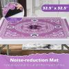 imageGiantex Folding Mahjong Table 35 Square Card Table with Cup Holders Removable Noise Reduction Mat HDPE Tabletop 4Player Portable Domino Tables for Poker Blackjack Board Game NavyPink