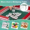 imageGiantex Folding Mahjong Table 35 Square Card Table with Cup Holders Removable Noise Reduction Mat HDPE Tabletop 4Player Portable Domino Tables for Poker Blackjack Board Game NavyPure Green