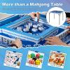 imageGiantex Folding Mahjong Table 35 Square Card Table with Cup Holders Removable Noise Reduction Mat HDPE Tabletop 4Player Portable Domino Tables for Poker Blackjack Board Game NavyBlue