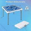 imageGiantex Folding Mahjong Table 35 Square Card Table with Cup Holders Removable Noise Reduction Mat HDPE Tabletop 4Player Portable Domino Tables for Poker Blackjack Board Game NavyBlue