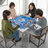 imageGiantex Folding Mahjong Table 35 Square Card Table with Cup Holders Removable Noise Reduction Mat HDPE Tabletop 4Player Portable Domino Tables for Poker Blackjack Board Game NavyBlue