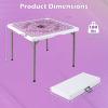 imageGiantex Folding Mahjong Table 35 Square Card Table with Cup Holders Removable Noise Reduction Mat HDPE Tabletop 4Player Portable Domino Tables for Poker Blackjack Board Game NavyPink
