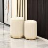 imageGiantex Ottoman with Storage  Set of 2 Storage Ottomans 1 Large amp 1 Small Nesting Ottoman Side Table Upholstered Velvet Round Foot Rest Vanity Stool for Bedroom Living Room Beige amp GoldenBeige  Golden