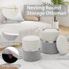 imageGiantex Ottoman with Storage  Set of 2 Storage Ottomans 1 Large amp 1 Small Nesting Ottoman Side Table Upholstered Velvet Round Foot Rest Vanity Stool for Bedroom Living Room Beige amp GoldenGray  Silver
