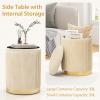 imageGiantex Ottoman with Storage  Set of 2 Storage Ottomans 1 Large amp 1 Small Nesting Ottoman Side Table Upholstered Velvet Round Foot Rest Vanity Stool for Bedroom Living Room Beige amp GoldenBeige  Golden