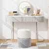 imageGiantex Ottoman with Storage  Set of 2 Storage Ottomans 1 Large amp 1 Small Nesting Ottoman Side Table Upholstered Velvet Round Foot Rest Vanity Stool for Bedroom Living Room Beige amp GoldenGray  Silver