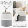 imageGiantex Ottoman with Storage  Set of 2 Storage Ottomans 1 Large amp 1 Small Nesting Ottoman Side Table Upholstered Velvet Round Foot Rest Vanity Stool for Bedroom Living Room Beige amp GoldenGray  Silver