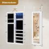 imageGiantex Wall Door Mounted Jewelry Cabinet with Full Length Mirror Lockable Over Door Jewelry Armoire with LED Lights 475 Large Jewelry Storage Organizer with 6 Drawers EspressoWhite