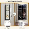 imageGiantex Wall Door Mounted Jewelry Cabinet with Full Length Mirror Lockable Over Door Jewelry Armoire with LED Lights 475 Large Jewelry Storage Organizer with 6 Drawers EspressoBlack