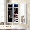 imageGiantex Wall Door Mounted Jewelry Cabinet with Full Length Mirror Lockable Over Door Jewelry Armoire with LED Lights 475 Large Jewelry Storage Organizer with 6 Drawers EspressoWhite