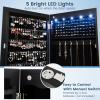 imageGiantex Wall Door Mounted Jewelry Cabinet with Full Length Mirror Lockable Over Door Jewelry Armoire with LED Lights 475 Large Jewelry Storage Organizer with 6 Drawers EspressoBlack