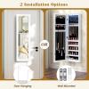 imageGiantex Wall Door Mounted Jewelry Cabinet with Full Length Mirror Lockable Over Door Jewelry Armoire with LED Lights 475 Large Jewelry Storage Organizer with 6 Drawers EspressoWhite