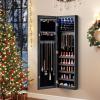 imageGiantex Wall Door Mounted Jewelry Cabinet with Full Length Mirror Lockable Over Door Jewelry Armoire with LED Lights 475 Large Jewelry Storage Organizer with 6 Drawers EspressoBlack