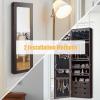 imageGiantex Wall Door Mounted Jewelry Cabinet with Full Length Mirror Lockable Over Door Jewelry Armoire with LED Lights 475 Large Jewelry Storage Organizer with 6 Drawers EspressoEspresso