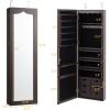imageGiantex Wall Door Mounted Jewelry Cabinet with Full Length Mirror Lockable Over Door Jewelry Armoire with LED Lights 475 Large Jewelry Storage Organizer with 6 Drawers EspressoEspresso