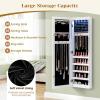 imageGiantex Wall Door Mounted Jewelry Cabinet with Full Length Mirror Lockable Over Door Jewelry Armoire with LED Lights 475 Large Jewelry Storage Organizer with 6 Drawers EspressoWhite