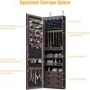 imageGiantex Wall Door Mounted Jewelry Cabinet with Full Length Mirror Lockable Over Door Jewelry Armoire with LED Lights 475 Large Jewelry Storage Organizer with 6 Drawers EspressoEspresso