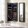 imageGiantex Wall Door Mounted Jewelry Cabinet with Full Length Mirror Lockable Over Door Jewelry Armoire with LED Lights 475 Large Jewelry Storage Organizer with 6 Drawers EspressoBlack