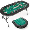 imageGiantex 8 Player Poker Table Foldable Folding Card Board Game Table w8 Cup Holders amp Comfy Armrests Casino Grade Felt Portable Oval Texas Holdem Blackjack Poker Tables No Assemble RequiredDark Green Layout