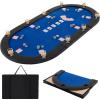 imageGiantex 82 x 42 Poker Table Top 10 Player Oval TripleFold Blackjack Poker Card Table Topper wCarrying Bag Cup Holders Portable Foldable Texas Holdem Poker Mat Layout for Casino Board GameBlue
