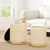 imageGiantex Ottoman with Storage  Set of 2 Storage Ottomans 1 Large amp 1 Small Nesting Ottoman Side Table Upholstered Velvet Round Foot Rest Vanity Stool for Bedroom Living Room Beige amp GoldenBeige  Golden