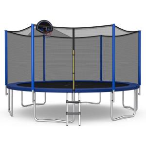 imageGiantex Trampoline 12141516FT Outdoor Recreational Trampoline wEnclosure Net NonSlip Ladder amp Basketball Hoop ASTM Approved Combo Bounce Outdoor Trampoline for Adults Kids12FT