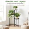 imageGiantex 3Tier Metal Plant Stand Indoor Outdoor Tall Corner Flower Pot Holder Display Rack for Living Room Balcony Patio Garden Office Heavy Duty Vertical Shelf Metal Plant Rack Organizer Black