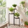 imageGiantex 3Tier Metal Plant Stand Indoor Outdoor Tall Corner Flower Pot Holder Display Rack for Living Room Balcony Patio Garden Office Heavy Duty Vertical Shelf Metal Plant Rack Organizer Black
