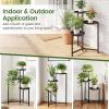 imageGiantex 3Tier Metal Plant Stand Indoor Outdoor Tall Corner Flower Pot Holder Display Rack for Living Room Balcony Patio Garden Office Heavy Duty Vertical Shelf Metal Plant Rack Organizer Black