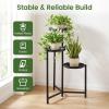 imageGiantex 3Tier Metal Plant Stand Indoor Outdoor Tall Corner Flower Pot Holder Display Rack for Living Room Balcony Patio Garden Office Heavy Duty Vertical Shelf Metal Plant Rack Organizer Black