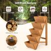 imageGiantex 5Tier Wooden Vertical Raised Garden Bed Set of 2 Freestanding Plant Stand with Legs for Herbs Vegetables Fruits Indoor Outdoor Tiered Wood Planter Box Flower Rack for Patio Balcony amp Yard