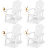 imageGiantex Outdoor Adirondack Chair  Oversized Patio Chairs wHidden Cup Holder Realistic Wood Grain 380 LBS Weight Capacity Weather Resistant Firepit Chairs for Backyard Garden 1 WhiteWhite