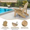 imageGiantex Outdoor Adirondack Chair  Oversized Patio Chairs wHidden Cup Holder Realistic Wood Grain 380 LBS Weight Capacity Weather Resistant Firepit Chairs for Backyard Garden 1 WhiteTeak