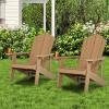 imageGiantex Outdoor Adirondack Chair  Oversized Patio Chairs wHidden Cup Holder Realistic Wood Grain 380 LBS Weight Capacity Weather Resistant Firepit Chairs for Backyard Garden 1 WhiteTeak