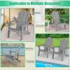 imageGiantex Outdoor Adirondack Chair  Oversized Patio Chairs wHidden Cup Holder Realistic Wood Grain 380 LBS Weight Capacity Weather Resistant Firepit Chairs for Backyard Garden 1 WhiteLight Grey