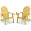 imageGiantex Outdoor Adirondack Chair  Oversized Patio Chairs wHidden Cup Holder Realistic Wood Grain 380 LBS Weight Capacity Weather Resistant Firepit Chairs for Backyard Garden 1 WhiteYellow