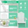 imageGiantex Outdoor Adirondack Chair  Oversized Patio Chairs wHidden Cup Holder Realistic Wood Grain 380 LBS Weight Capacity Weather Resistant Firepit Chairs for Backyard Garden 1 WhiteWhite