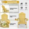 imageGiantex Outdoor Adirondack Chair  Oversized Patio Chairs wHidden Cup Holder Realistic Wood Grain 380 LBS Weight Capacity Weather Resistant Firepit Chairs for Backyard Garden 1 WhiteYellow