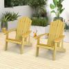 imageGiantex Outdoor Adirondack Chair  Oversized Patio Chairs wHidden Cup Holder Realistic Wood Grain 380 LBS Weight Capacity Weather Resistant Firepit Chairs for Backyard Garden 1 WhiteYellow