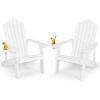 imageGiantex Outdoor Adirondack Chair  Oversized Patio Chairs wHidden Cup Holder Realistic Wood Grain 380 LBS Weight Capacity Weather Resistant Firepit Chairs for Backyard Garden 1 WhiteWhite