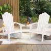imageGiantex Outdoor Adirondack Chair  Oversized Patio Chairs wHidden Cup Holder Realistic Wood Grain 380 LBS Weight Capacity Weather Resistant Firepit Chairs for Backyard Garden 1 WhiteWhite
