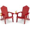 imageGiantex Outdoor Adirondack Chair  Oversized Patio Chairs wHidden Cup Holder Realistic Wood Grain 380 LBS Weight Capacity Weather Resistant Firepit Chairs for Backyard Garden 1 WhiteRed