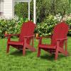imageGiantex Outdoor Adirondack Chair  Oversized Patio Chairs wHidden Cup Holder Realistic Wood Grain 380 LBS Weight Capacity Weather Resistant Firepit Chairs for Backyard Garden 1 WhiteRed