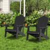 imageGiantex Outdoor Adirondack Chair  Oversized Patio Chairs wHidden Cup Holder Realistic Wood Grain 380 LBS Weight Capacity Weather Resistant Firepit Chairs for Backyard Garden 1 WhiteBlack