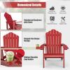 imageGiantex Outdoor Adirondack Chair  Oversized Patio Chairs wHidden Cup Holder Realistic Wood Grain 380 LBS Weight Capacity Weather Resistant Firepit Chairs for Backyard Garden 1 WhiteRed